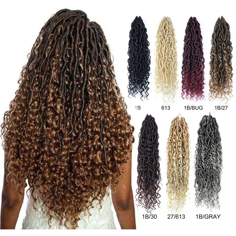 26inch Synthetic Braiding Hair Extension Gypsy Bohemia Goddess Locs Crochet Hair River Faux Locs Wavy Crochet Curly Hair