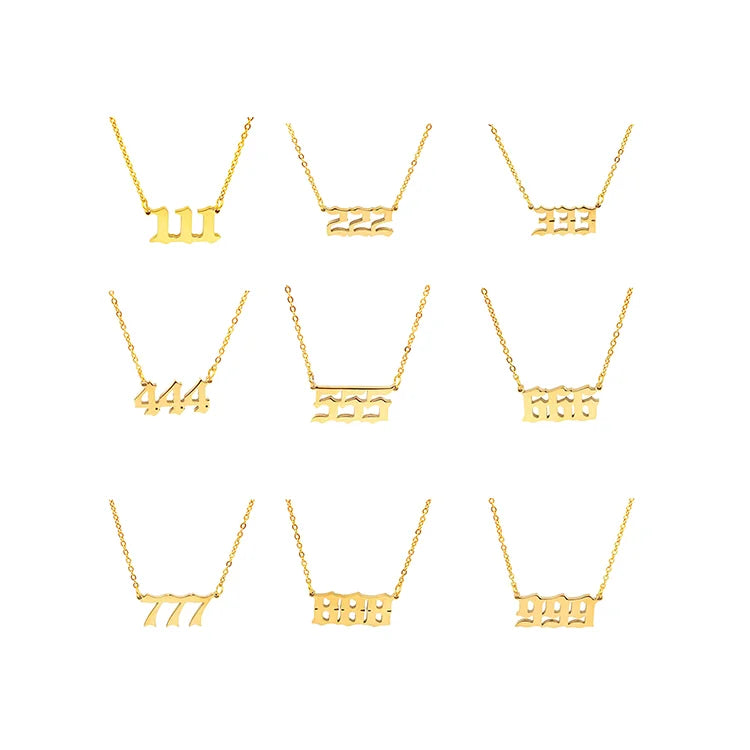 111 222 333 444 555 777 888 999 666 Devil Necklace Stainless Steel Angel Number Necklaces Pendant Charms