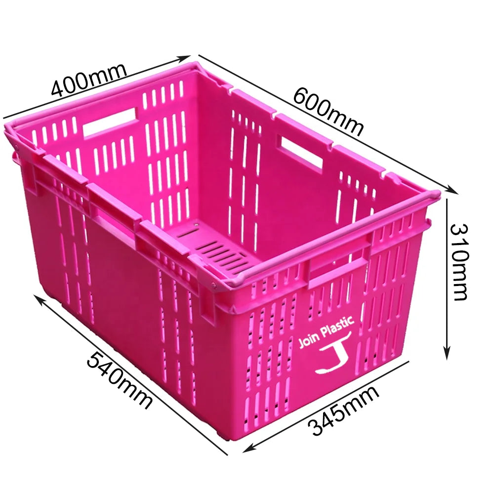 JOIN Plastic Fruit Crates Nestable Stackable Supermarket Shopping Baskets Vegetable Container