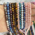 Wholesale 4 6 8mm Natural Crystal Beads Amethyst Aventurine Moonstone Rose Quartz Citrine Bracelet Loose Faceted Beads