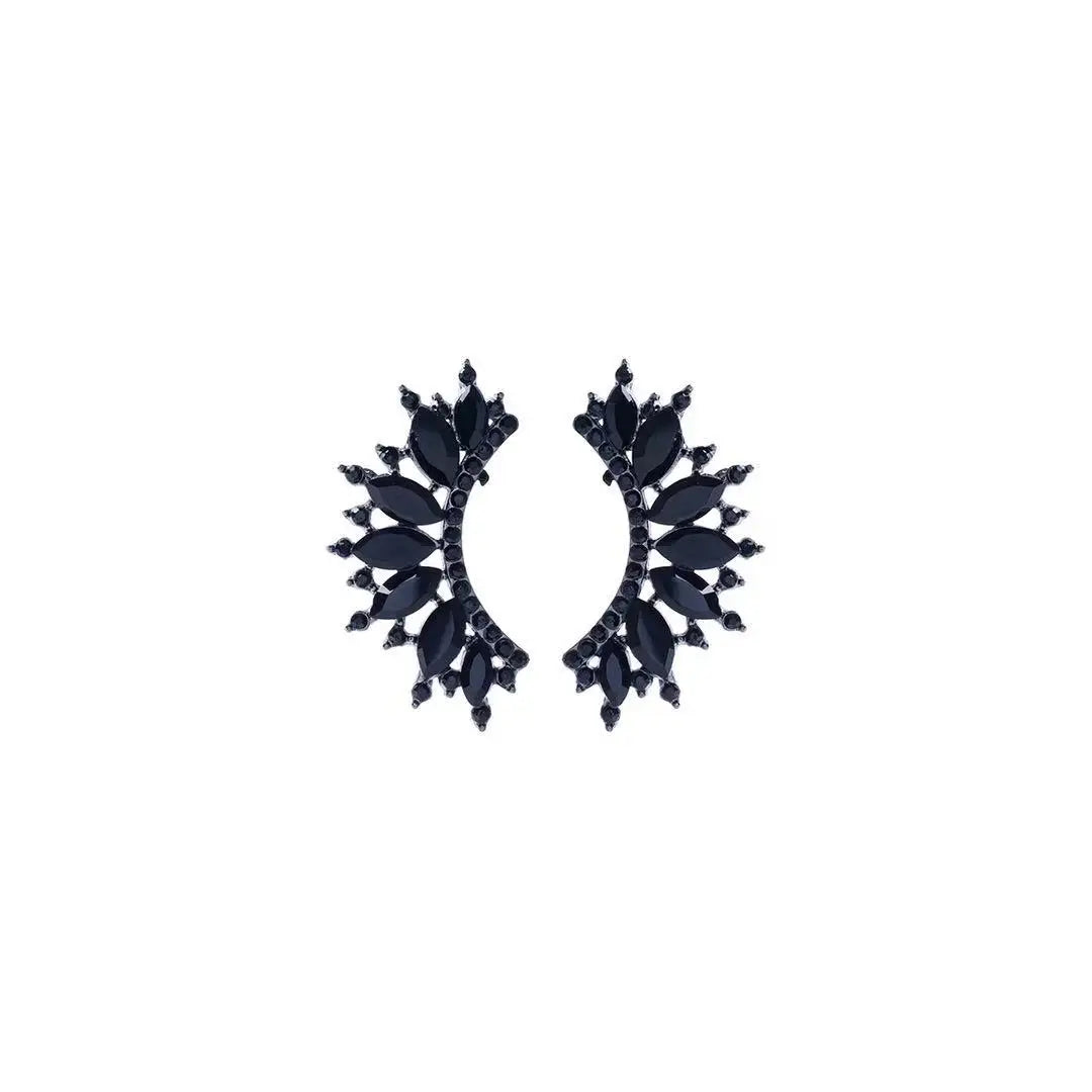 New Style Whole Sale Jewelry Earrings Gemstone Crystal Diamond Semicircle Drop Stud Earring for Women