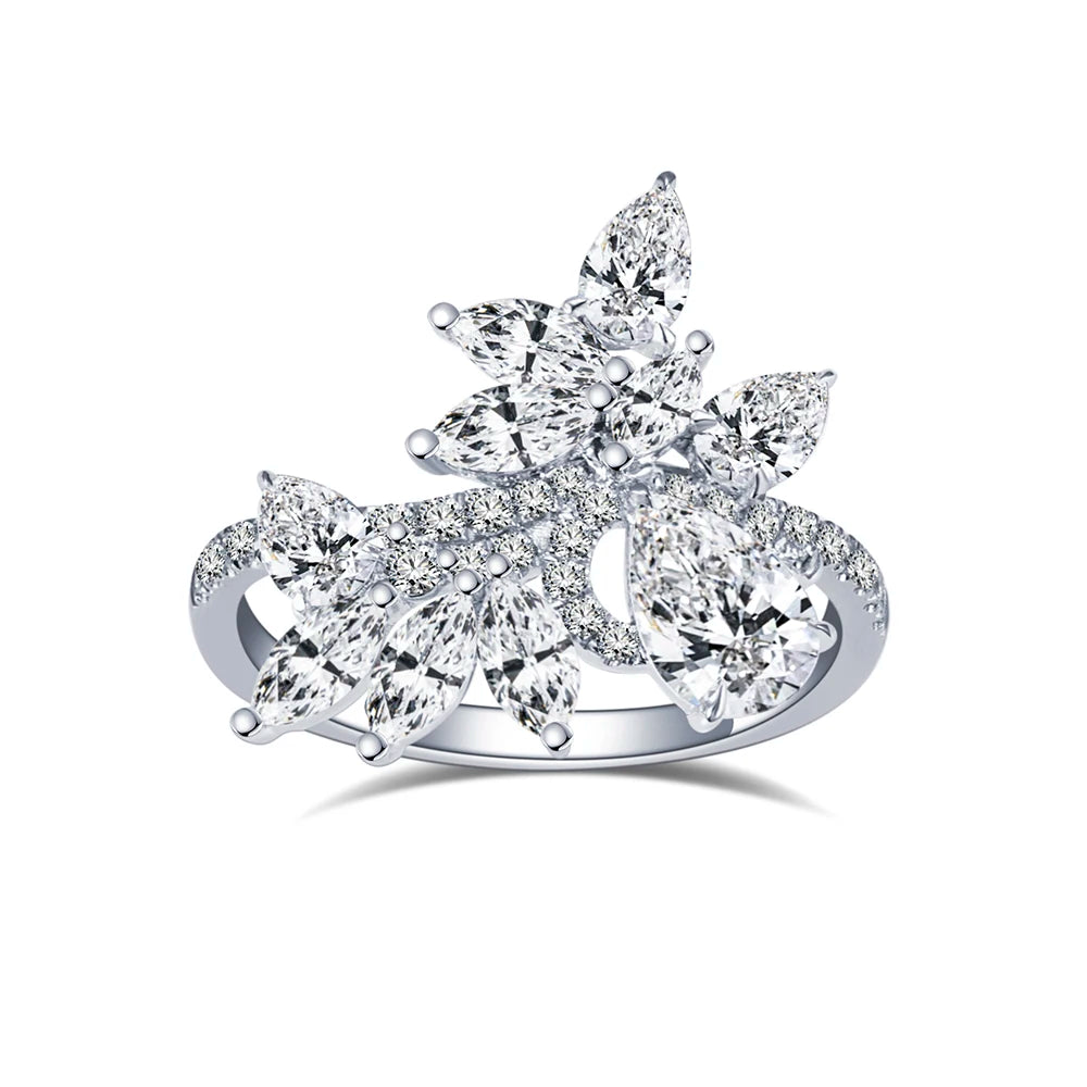 Messi Fine Jewelry Rings 18K White Gold Pear  Shape Cut Lab Diamond Engagement Ring for Women