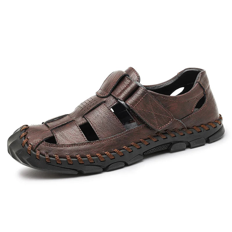 Men Leather Sandals Cow Leather Male Summer Shoes Comfortable Soft Outdoor Beach Sandals Fashion Roman Sandals Slippers Big Size