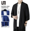 Custom Your Brand Logo Summer Men Clothing Casual Japanese Kimono Streetwear Cardigan Shirt