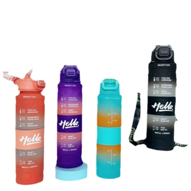 Wholesale New 1000ml Gradient Color Space Cup Straw Portable Strap Plastic Water Bottle Outdoor Fitness Sports Water Bottle MegaBDM
