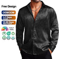 Wholesale Party Wedding Shirt Men's Silk Satin Shirt Jacquard Long Sleeve Floral Button up Shirt