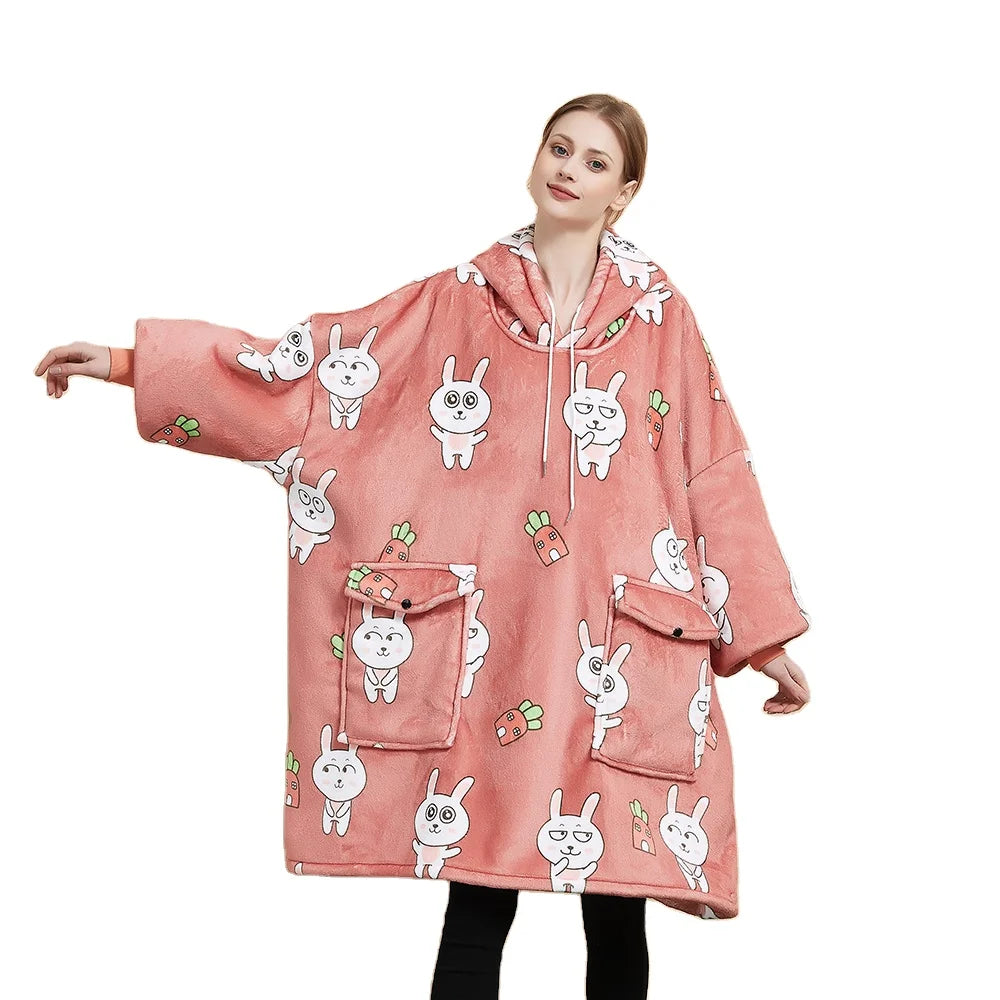 Tops Selling Parent-child Custom Color Mother Kids Adult Children Wearable Sweatshirt Oversized Hoodie Blanket