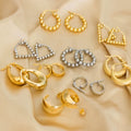 Trendy Wholesale Stainless Steel Vintage Popular 14k Large Hoop Earrings With 18k Gold Plated