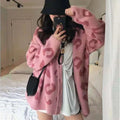 Autumn Winter Knitted Leopard Sweaters Women Korean V Neck Thick Print Cardigan Coat Loose Button Outwear