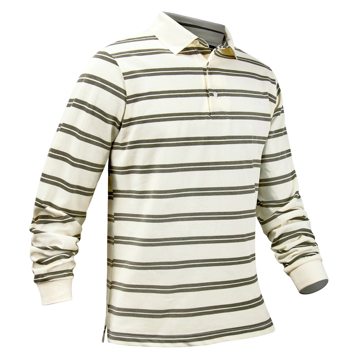 New Men's Cotton Striped Shirts Golf Polo T Shirts Long Full Sleeves Anti UV Protection Moisture Wicking Custom Fashion Tops OEM