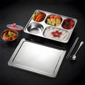 YITIAN Food Tray Sus 304 Stainless Steel Deep Dinner Plates 3 4 5 Compartment Rectangle Snack Tray Party Food Serving