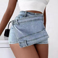 OEM Wholesale Clothing Women'S Jean Mini Skirts Shorts Summer Washed Distressed Casual Blue Denim Jean Shorts for Women