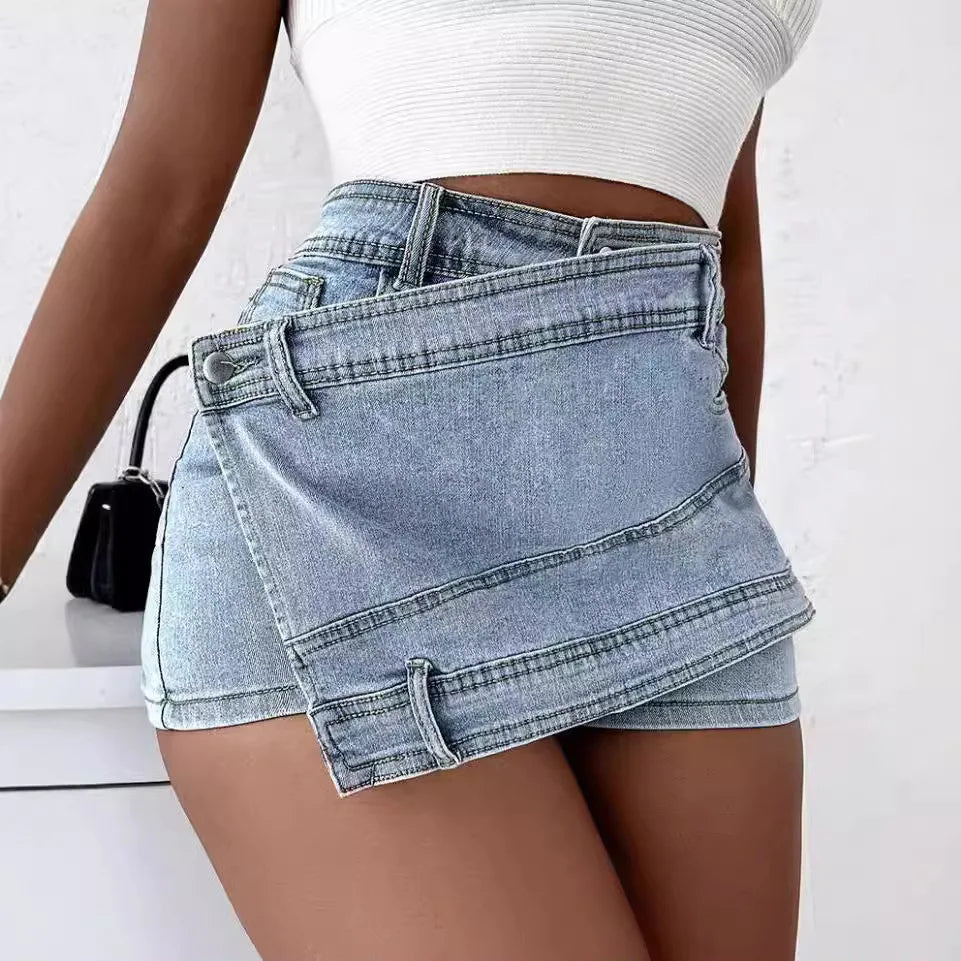 OEM Wholesale Clothing Women'S Jean Mini Skirts Shorts Summer Washed Distressed Casual Blue Denim Jean Shorts for Women