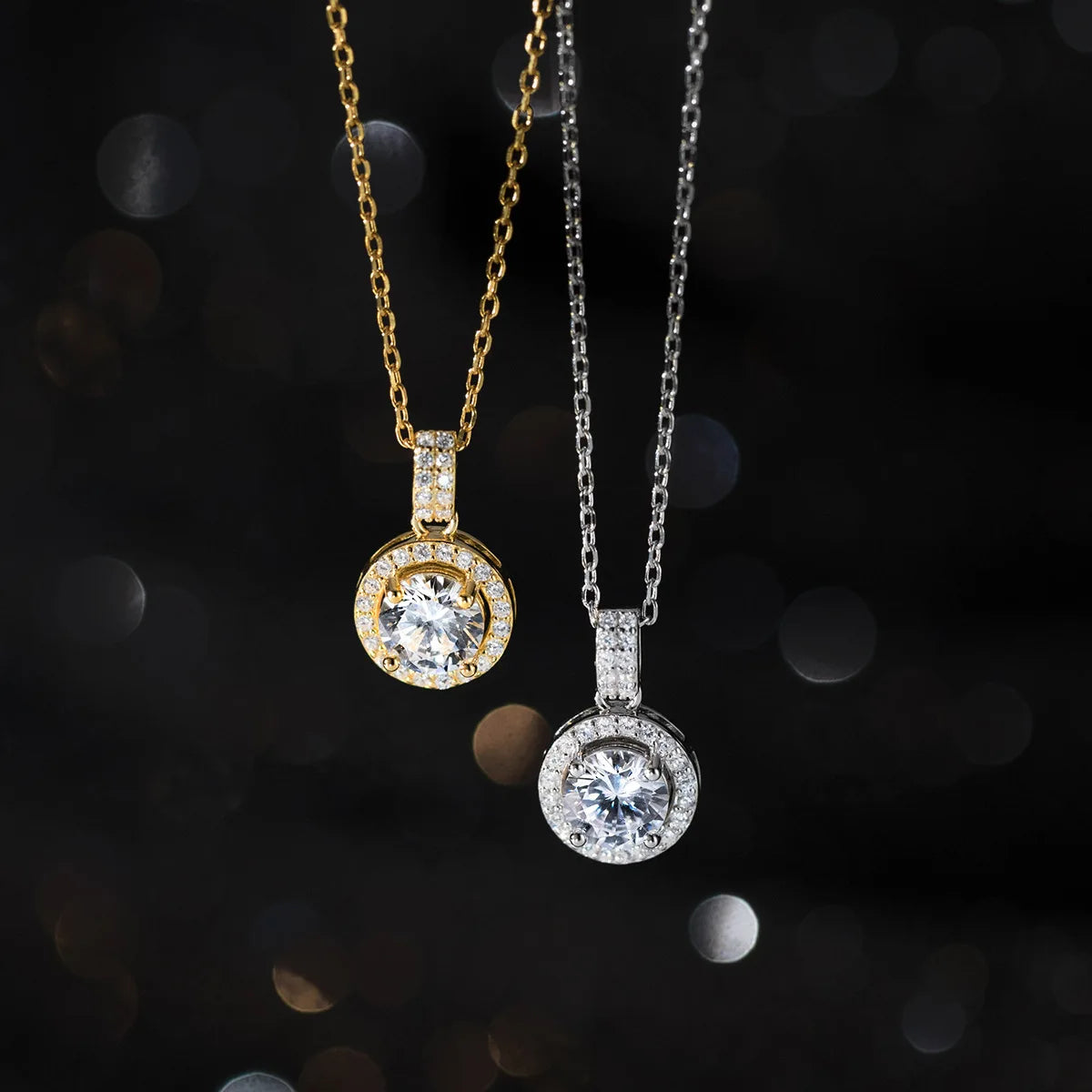 Fashion Pendant Necklaces 925 Sterling Silver Round Circle Diamond Jewelry Necklace Full Zircon Gold Plated Necklace for Women