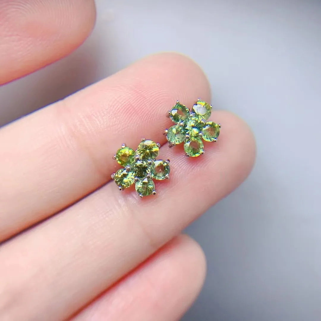 Factory Supply Women's Sapphire Gold Plated Stud Earrings CMA Certified Fashion for Anniversary Party Gifts Wholesale Bulk