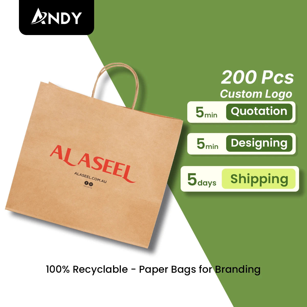 Wholesale Custom Brown Kraft Paper Food Bag with Handle Strong Wide Bottom Biodegradable Recycled Takeaway Packaging for Pizza