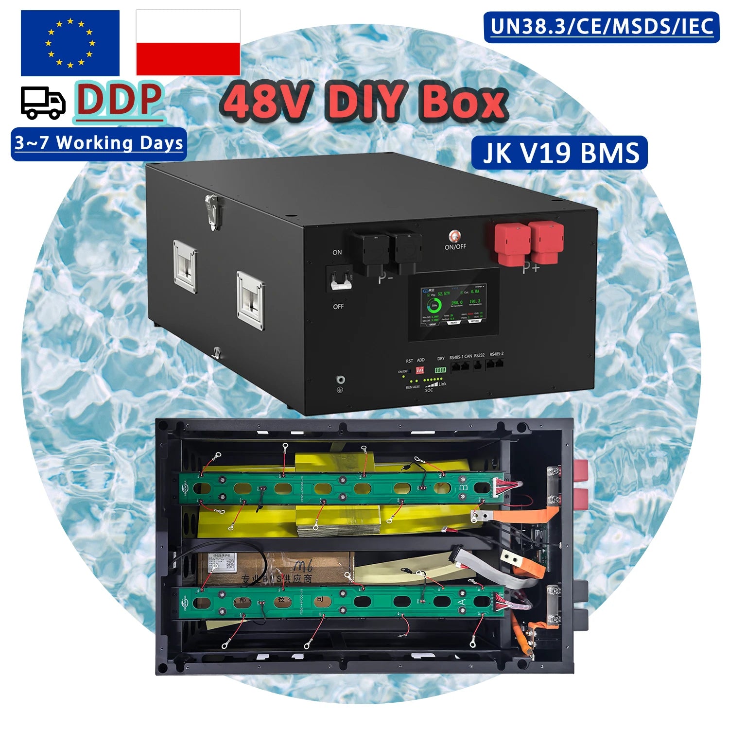 Poland Stock Paragon DIY Enclosure 48V 51.2V Stackable Diy Battery Box with JK V19 BMS for Home Power Energy Storage Diy Kit