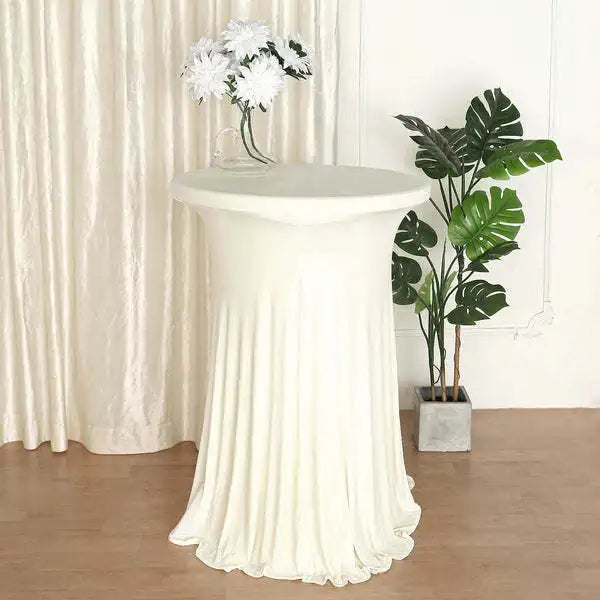 DaiRui Hot Selling Multi Color Fitted High Top Round Table Cover White Bar Cocktail Stretch Table Cloth