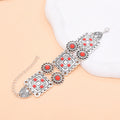 Idealway Antique Silver Metal Red and Blue Beads Bracelet Jewelry Beach Women Bohemian Party Jewelry
