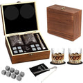 Natural Whiskey Stone Whisky Gift Set Reusable Ice Cube Rocks Chilling Stones With Tong Wooden Box Whiskey Stones Gift Set
