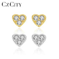 CZCITY High Quality Wholesale 925 Sterling Silver Jewelry CZ Zircon Heart Set Earrings Stud for Women
