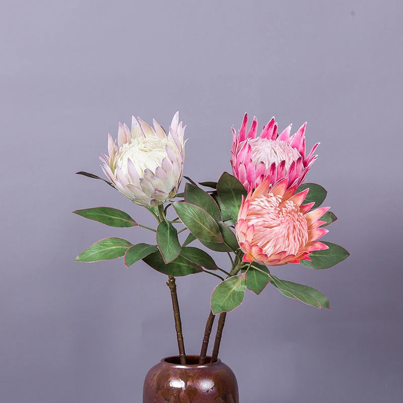 High Quality 3D Printing Super Large 74cm Silk King Protea Real Touch Latex Artificial Flowers Home Wedding Valentine's Day MegaBDM