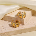 Designer Stainless Steel 18K Gold Plated Geometric Classic Zircon Chunky Hoop Earrings for Women Wedding Party Gift Fashion