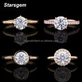 Starsgem Fine Jewelry Solitaire Gemstone Diamond Engagement Rings Real 18K Gold Moissanite Ring