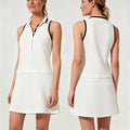 Knitted Sleeveless Sports Polo Neck Tennis Dress Plus Size Customized logo Women Golf Polo Shirt Dress One Piece Tennis Wear