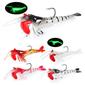 Hot Selling Fishing Soft Shrimp Noctilucent Lure Sinking Lead Fishing Soft Shrimp Lure with Hooks Prawn Shrimp Soft Bait