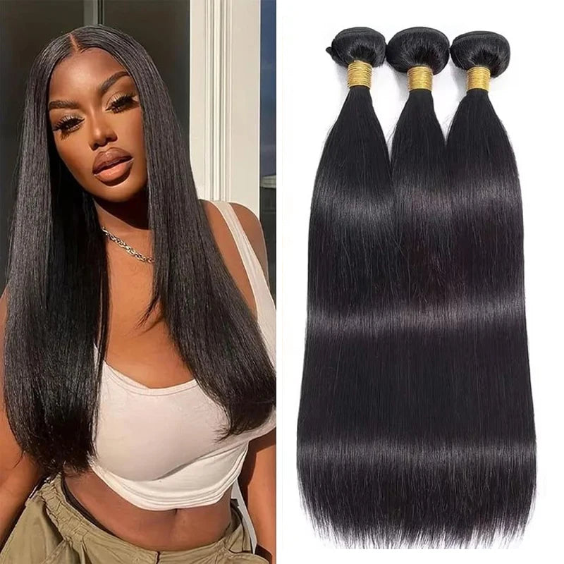 100% Human Hair Extensions 12A Grade Double Draw Hair Weaves Virgin Raw Brazilian Human Hair Bundle for Black Women