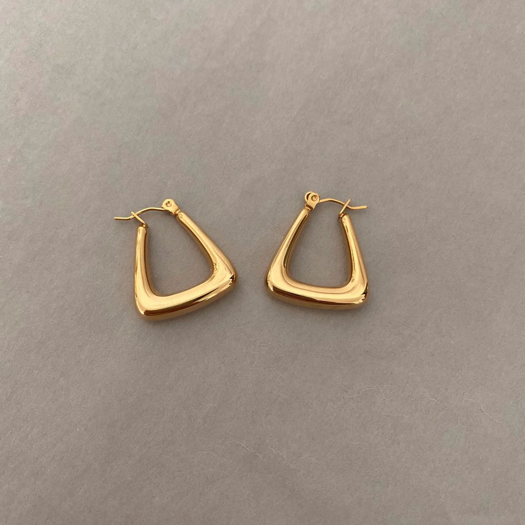 New Trendy Earring 18K Gold Plated Hollow Rectangle Hoop Earrings for Women Stainless Steel Earrings Wholesale