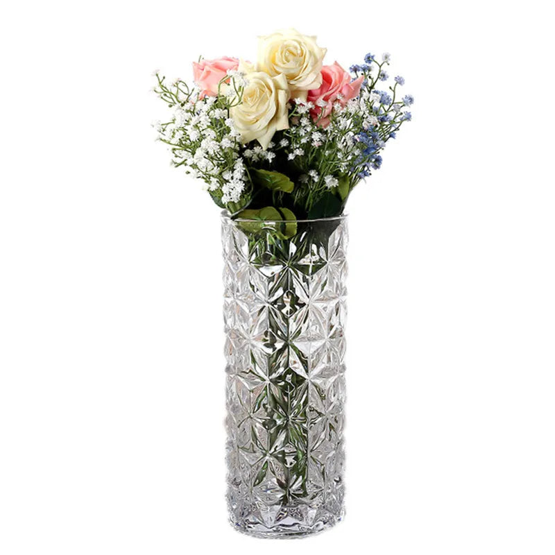 Modern Home Decoration Glass Vase with Transparent High Tube Texture Factory Wholesale for Weddings and Tabletop Use