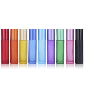 In Stock 5ml 10ml Frosted/matte rainbow Colors Roll on Glass Bottle With Matte Color Aluminium Cap