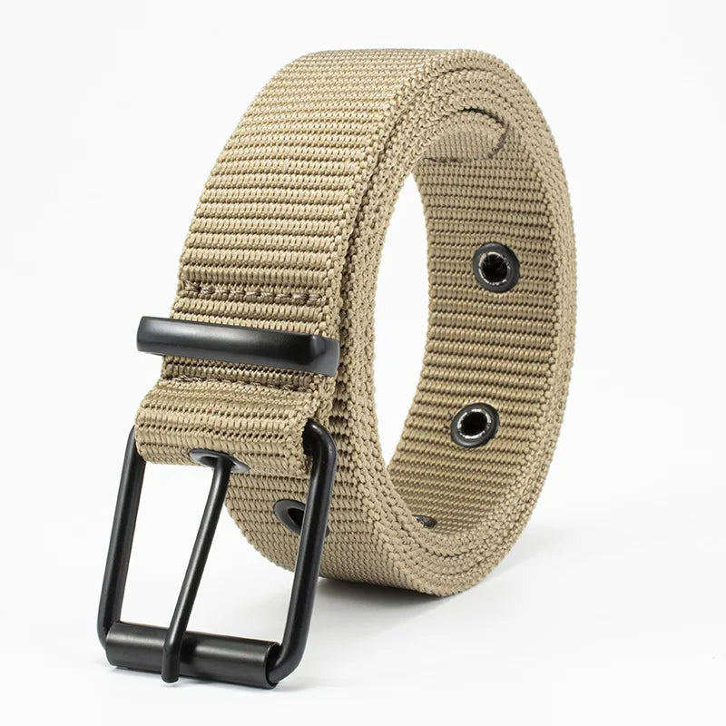 Men's and Women's 4cm Neutral Holes Fashion Trousers Waist Belts with Nylon Straps and Alloy Buckle