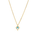 The New Listing Blue Topaz Zircon Pendant 925 Silver 18K Gold Plated Choker Starburst Necklace