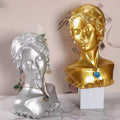 Hot Sale Girl Jewelry Mannequins Display Stand Luxury Earring Resin Gold Black Bust Necklace Display Holder