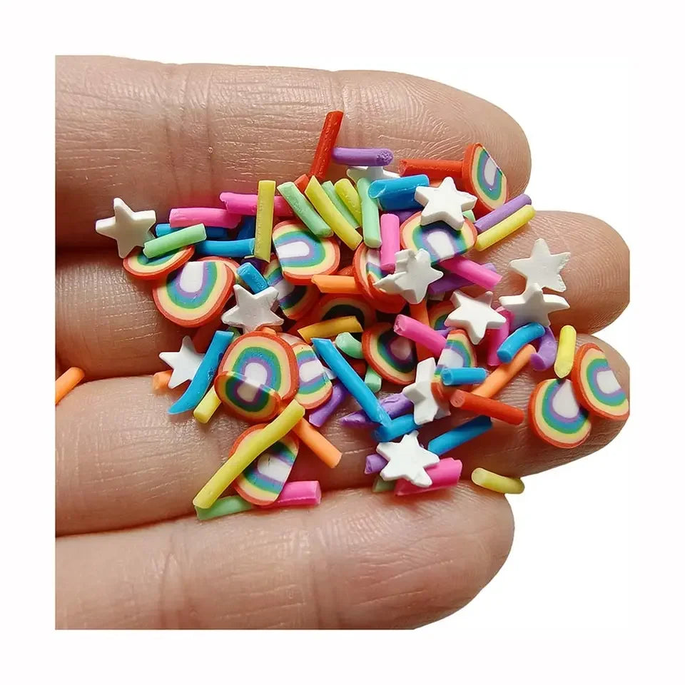 Cute Colorful Rainbow Star Stick Kawaii Polymer Clay 500g/lot for Kids DIY Slime Phone Case Stickers