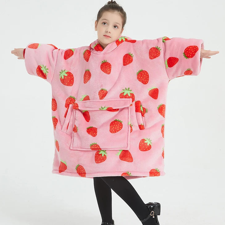 China Factory Children Wearable Hooded Blanket Sweatshirts Thick Sherpa Hoodie Blanket Oversized Blanket Hoodie Manufacturer
