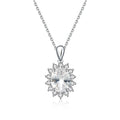 Trendy 925 Sterling Silver Sunflower Pendant Necklace with Diamond Moissanite Link Chain Wedding Party Engagement Gift