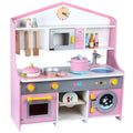 Pink Big Cooking Magnetic Simulation Wooden Kitchen Sets Pretend Role Play Kitchen & Food Toys for Kids