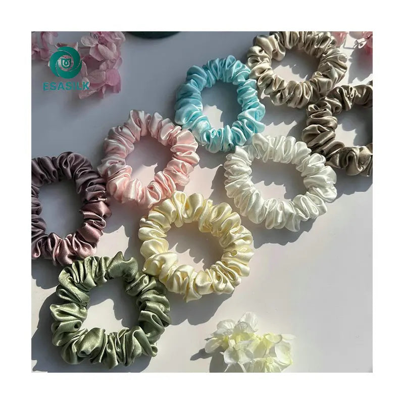 100% Pure Natural Real Silk Hair Ties Women's Silk Scrunchies