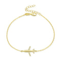 Trendy Rose Gold Plated Airplane Bracelet with Diamond Main Stone Adjustable Link Pattern 925 Sterling Silver Fashionable Style