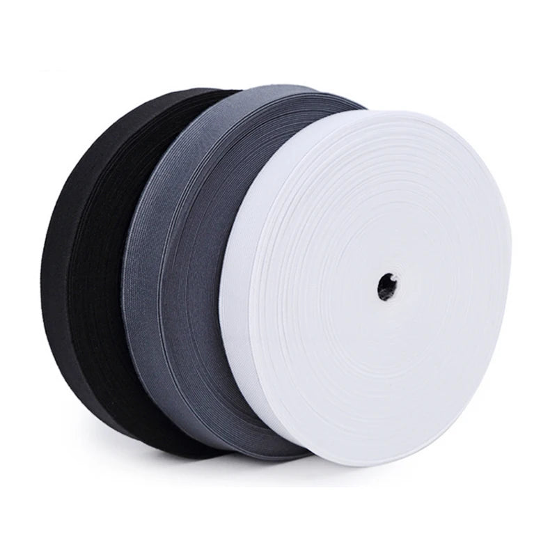 High Quality Knitted Jacquard Crochet Elastic Band Webbing in White & Black 3.5-5cm Width for Textile Belts-in Stock