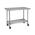 Working Table Stainless Steel Bench SS Work Bench Wheel Caster Kitchen Equipment Stainless Steel Work Table with Two Tier