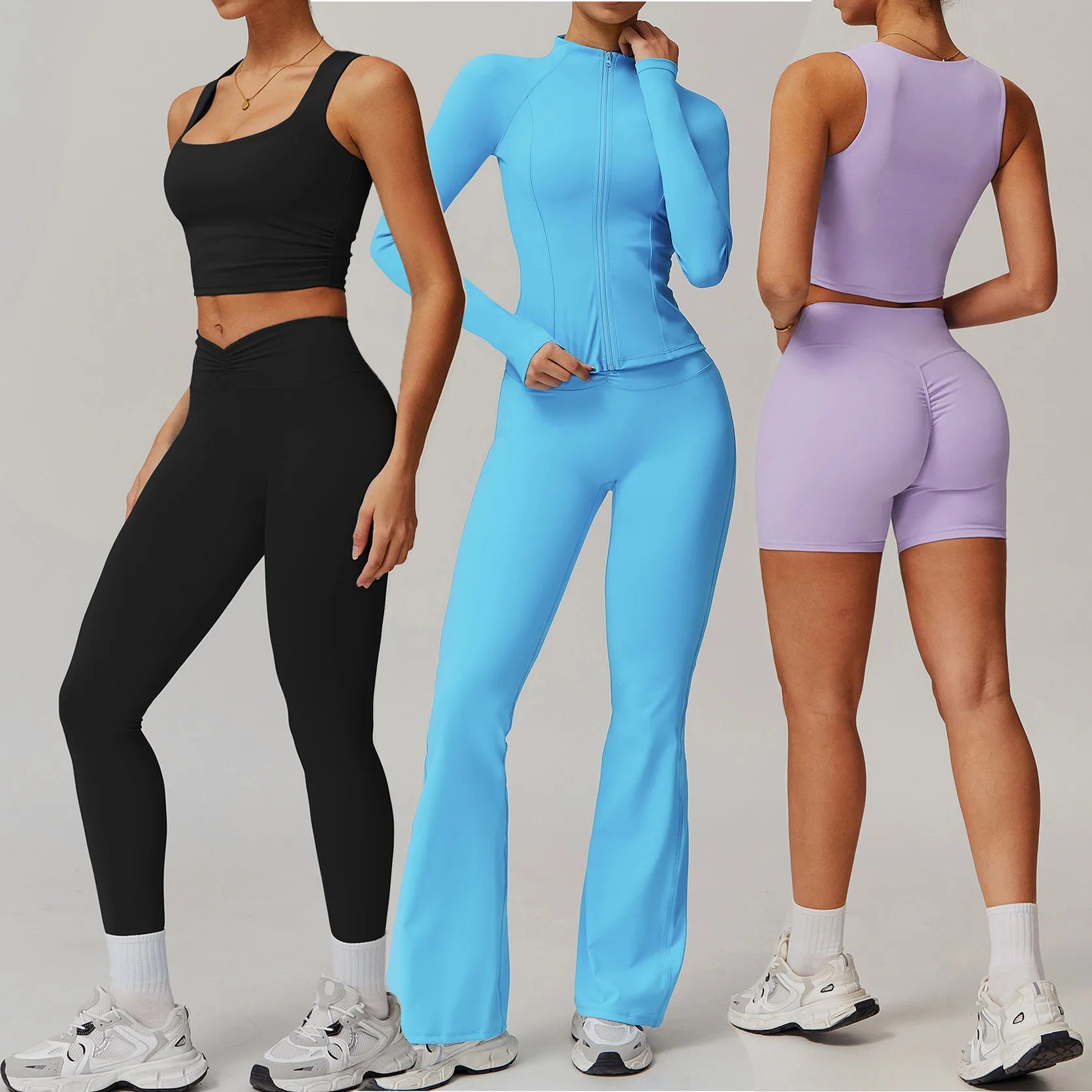 Hot Sale Yoga Set Long Sleeve Zipper Sport Gym Fitness Sets Running Push up Workout Set for Women