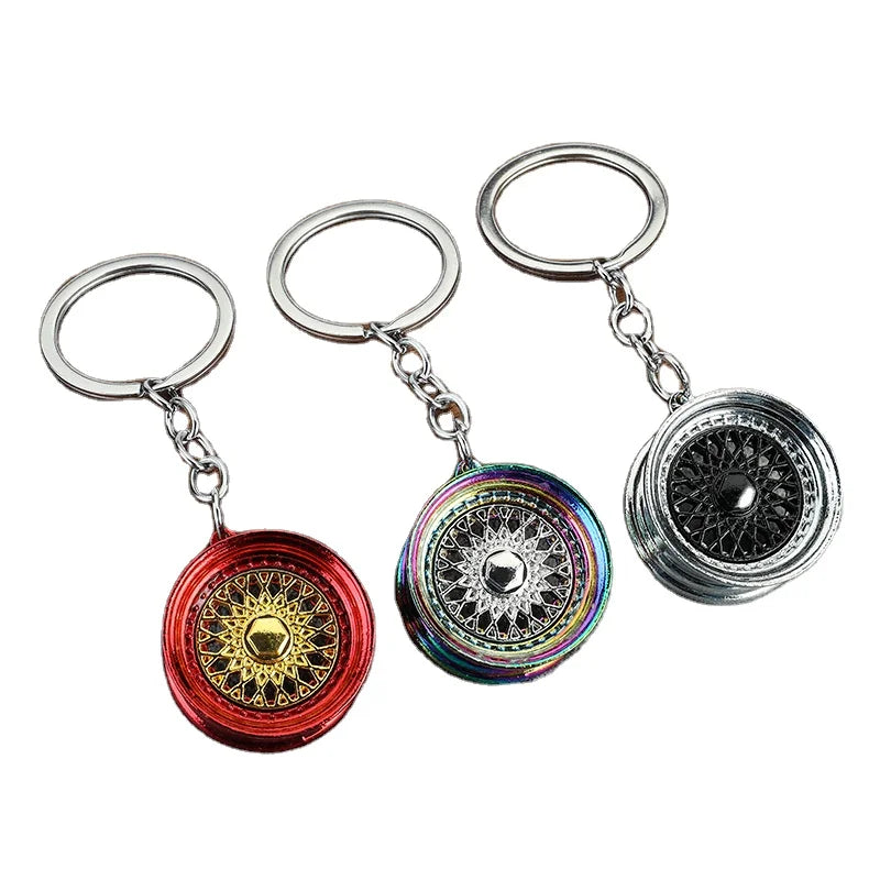 Car Modification BBS Wheel Stainless Steel Fashion Keychain Racing Suspension Design