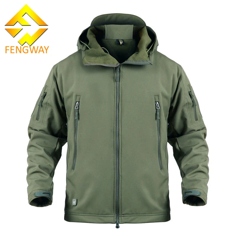 Wholesale Breathable Windproof Eco-Friendly Thick Winter Quilted Jacket for Men Solid Outdoor Tactical Hoodie