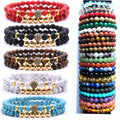 Wholesale Crown King Mens Bracelet Black Matte Natural Onyx Stone Cool Bracelet Set for Male Daily Wear Gift