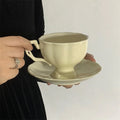 Ins Korea Exquisite Cream Ceramic Mug and Saucer Set Wholesales Creative Afternoon Tea Cup